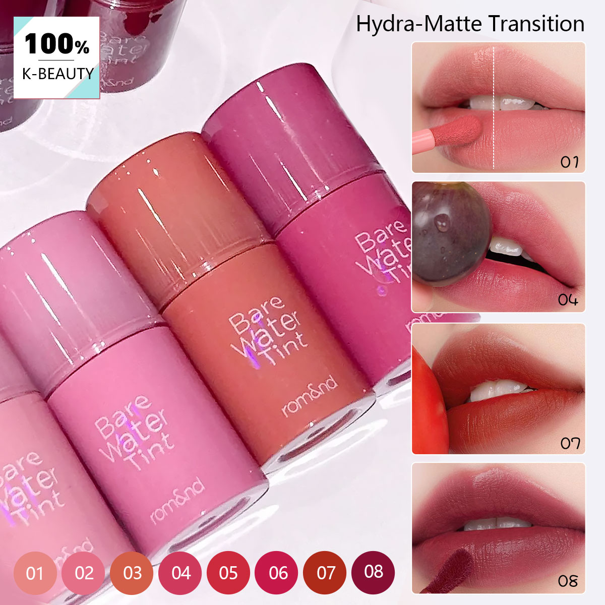 rom&nd BARE MOOL TINT, легкая  – обзор и цена Lip Tint Korean