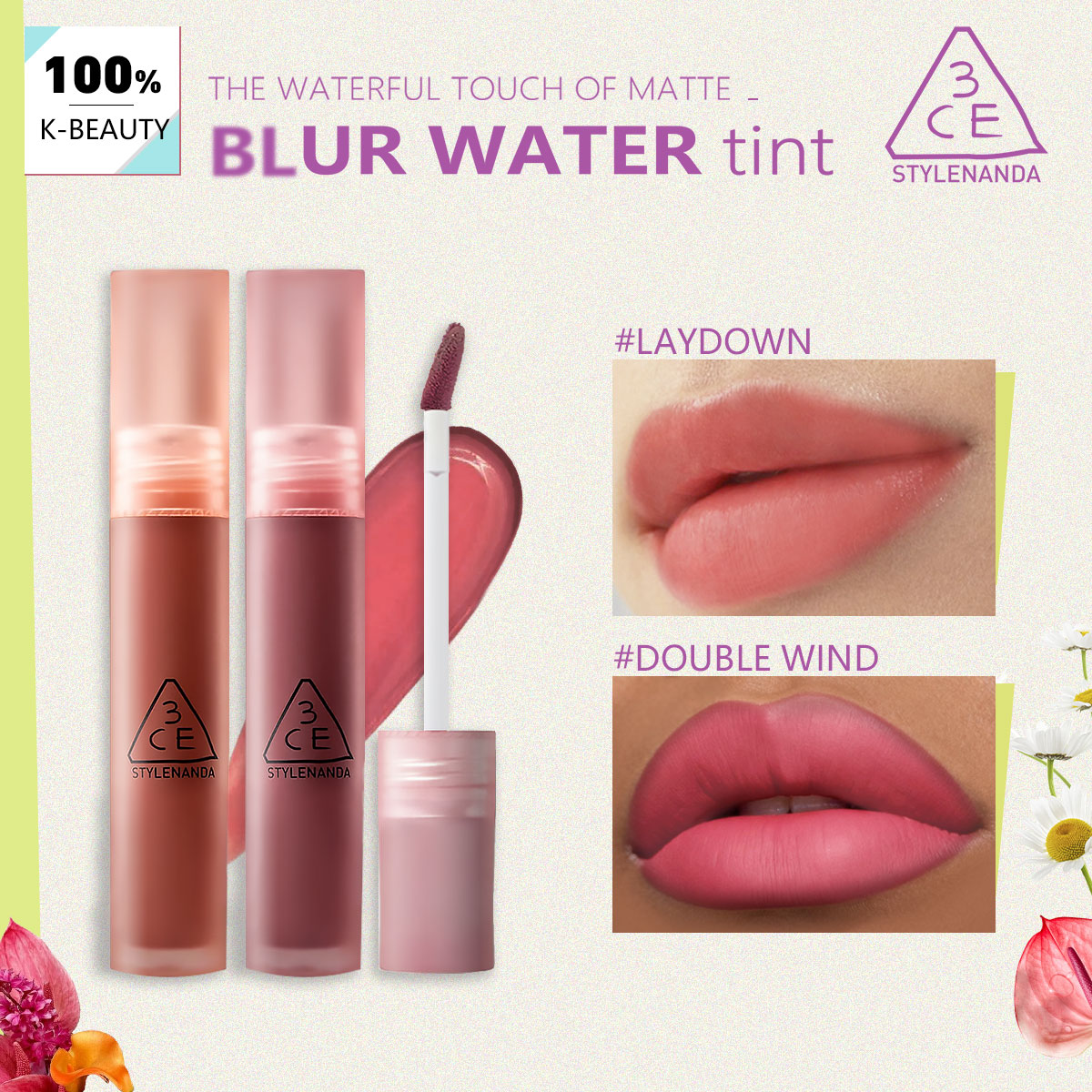 3CE BLUR WATER TINT, Насыщенны – обзор и цена Lip Tint Korean